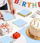 light blue scalloped cocktail napkins gold foil paper napkins disposable beverage dessert napkins