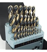 Axelord 29Pcs Cobalt Drill Bit Set, 135 Degree Tip High Speed Steel with Black and Gold Finish, S...