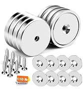 DIYMAG Strong Neodymium Magnets,8 Pack 110LBS Silver Round Cup Rare Earth Magnet with Heavy Duty ...
