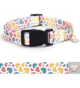 Love Pattern Dog Collar with Buckle Adjustable Safety Nylon Collars for Small Medium Large Dogs, ...