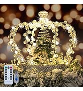LAWOHO Christmas Tree Topper Star, Jeweled Crown with 60 Warm White LED USB Lighted Tree Topper, ...