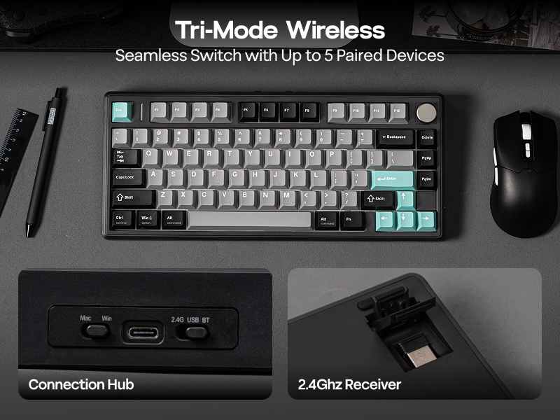 EPOMAKER TH80 V2 Tri-Mode Wireless Mechanical Gaming Keyboard