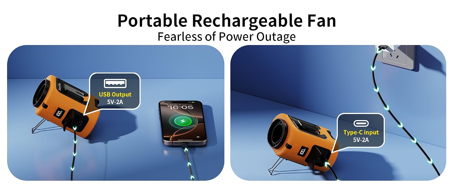 portable personal fan rechargeable