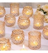 DARJEN Gold Votive Candle Holders Set of 24- Gold Candle Holders Bulk for Table Centerpiece, Tea ...