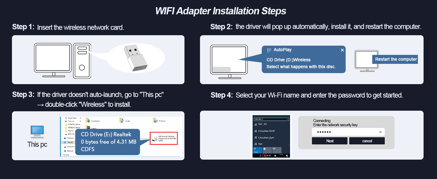 USB WiFi Adapter for PC Desktop