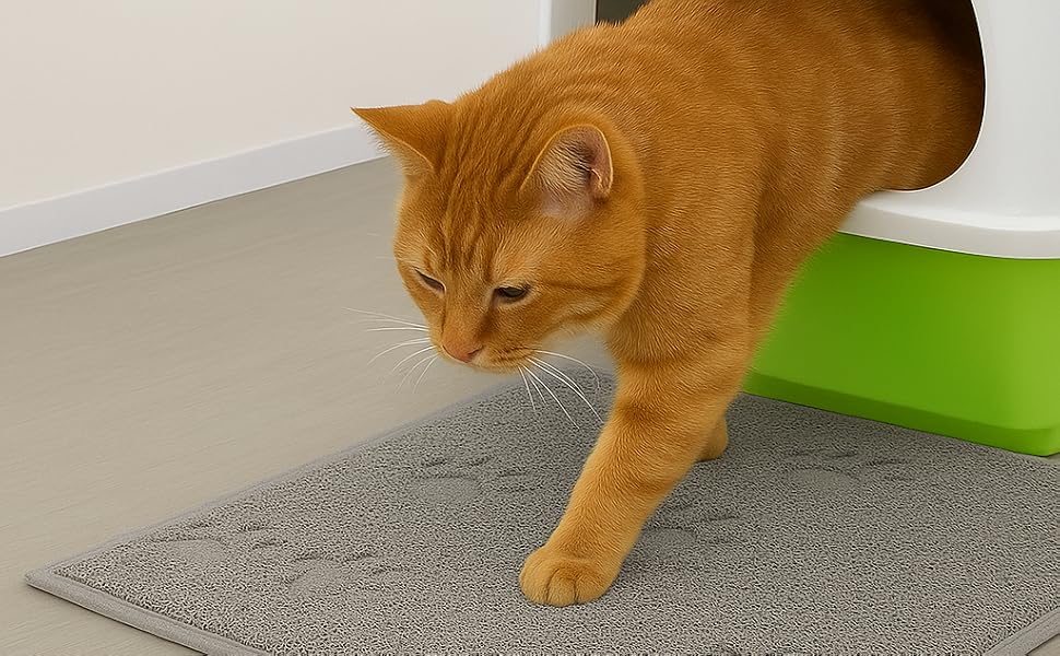 Cat litter mat traps loose litter, non-slip, soft PVC, easy to clean