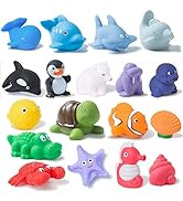 Mold Free Bath Toys 18 Pcs for Toddlers/ Infants 6 - 12- 18 Months, No Hole No Mold Bathtub Toys,...