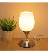 Boncoo Dimmable Touch Control Table Lamp, Small Touch Lamp with Opal Glass Lampshade Ambient Ligh...
