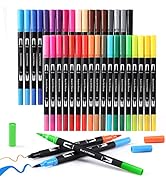 Upanic Brush Markers for Adults Coloring Books,36 Colors Art Markers Colored Pens for Bullet Jour...