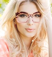 pink square reading glasses for women