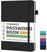 Soomeet Password Book with Alphabetical Tabs, Hardcover Password Keeper, A5 Size 8.3"x6" Password...