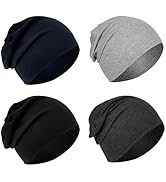 BEVTEE Cotton Slouchy Beanie for Men 4 Packs, Skull Caps Lightweight for Winter, Chemo Hats for W...