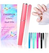6 Pack Glass Nail File with Case, Professional Nail Files for Natural Nails, Double Sided Crystal...