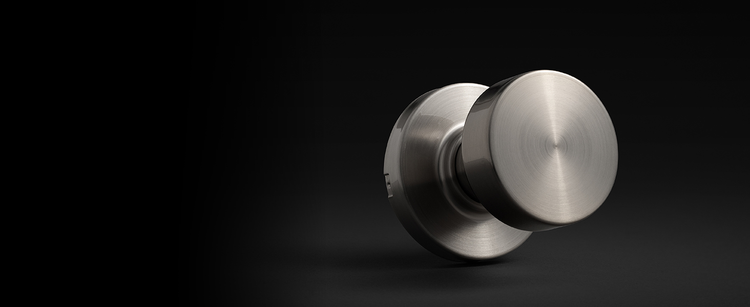Satin nickel Pismo knob with a round rosette