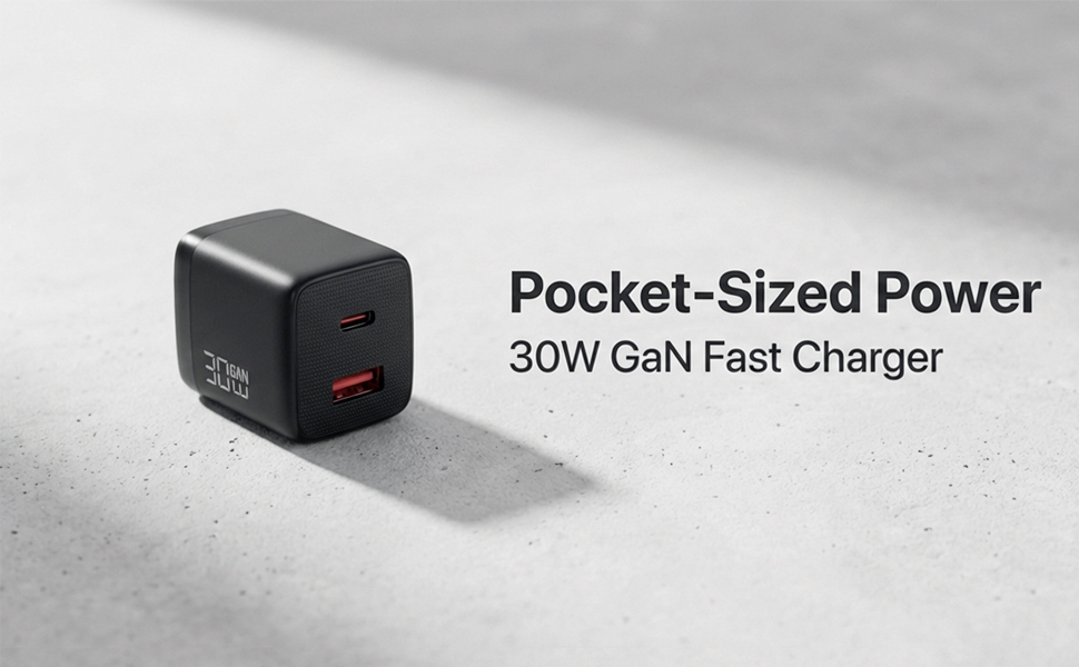 30W GaN USB C Charger Block for iPhone 17 16 15 Pro Max Google Pixel 9 Fast Wall Plug