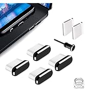 Fanoshon 4 Pack USB C Dust Cover Plugs Type C Charging Port Cap Black, Compatible with iPhone 16 ...