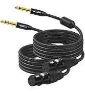 AuxLink XLR Female to 1/4 Cable 6ft 2 Pack, Balanced TRS to 6.35mm Gold-Plated Connectors Nylon B...
