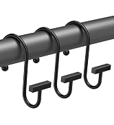 Bathway Shower Curtain Hooks, Black Shower Curtain Rings Rust Proof, 12PCS Shower Hooks for Showe...