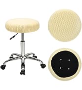 FMLIUY 2 Pcs Bar Stool Covers, 100% Polyester Beige Elastic Stool Covers Round, Fit for Dia 11-14...