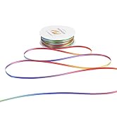 HUIHUANG 1/8 inch Rainbow Satin Ribbon Thin Satin Ribbon Double Face Craft Small Ribbon for Craft...