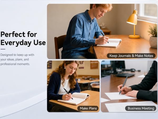 Black ink gel pens for journaling, planning, school notes, office writing and business meetings