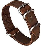 Benchmark Basics Leather Watch Band - Zulu Crazy Horse Oiled Leather One-Piece Military Watch Str...