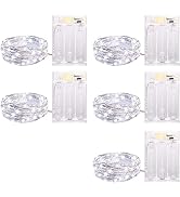 Fairy Lights Battery Operated, 5 Pack 7 FT 20 LED String Lights with Timer, Waterproof Silver Wir...