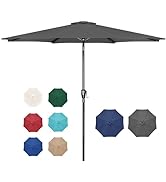 HealSmart 9ft Patio Push Button Tilt/Crank, Outdoor Table Market Yard Umbrella with 8 Sturdy Ribs...