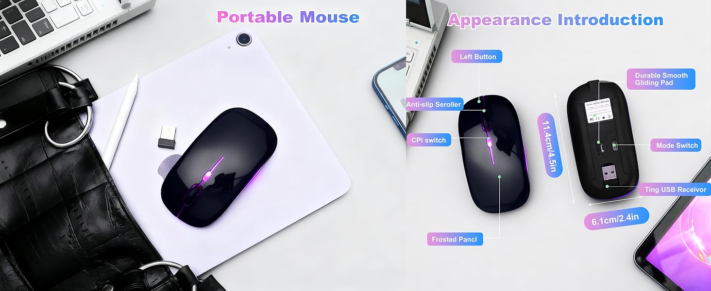 AZTZATZ Wireless Bluetooth Mouse Rechargeable