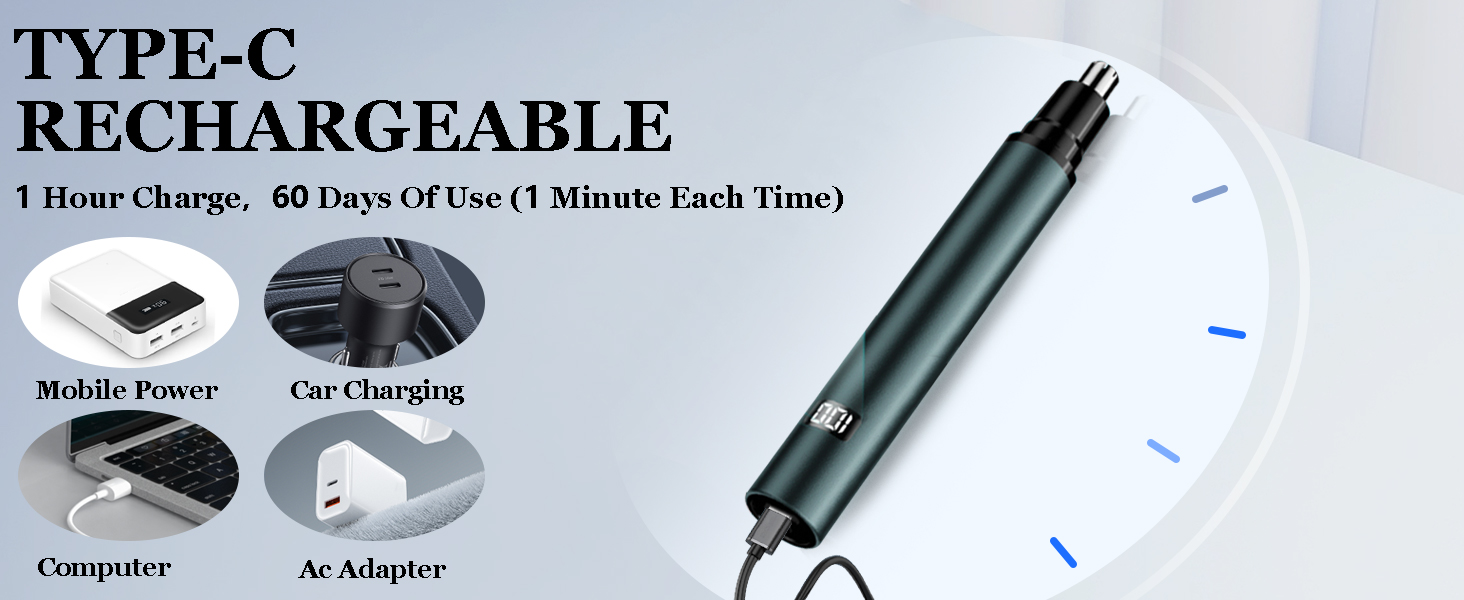 USB Rechargeable Eyebrow & Facial & Nose Hair Trimmer Clipper