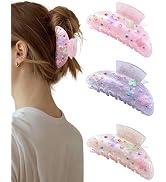Mesovor 3 Pack Bow Printed Hair Claw Clips, Non-slip 3.74