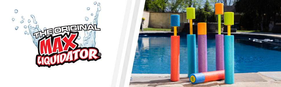 Max Liquidator Water Blasters on Pool Side With Logo