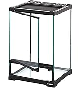 REPTIZOO Mini Reptile Glass Terrarium Tank 8"x8"x12", Front Opening Door Full View Visually Appea...