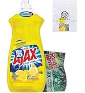 Ajax Super Degreaser Dish Soap, Lemon Scent, 28 Fl Oz bundled with Scotch Brite Heavy Duty Sponge