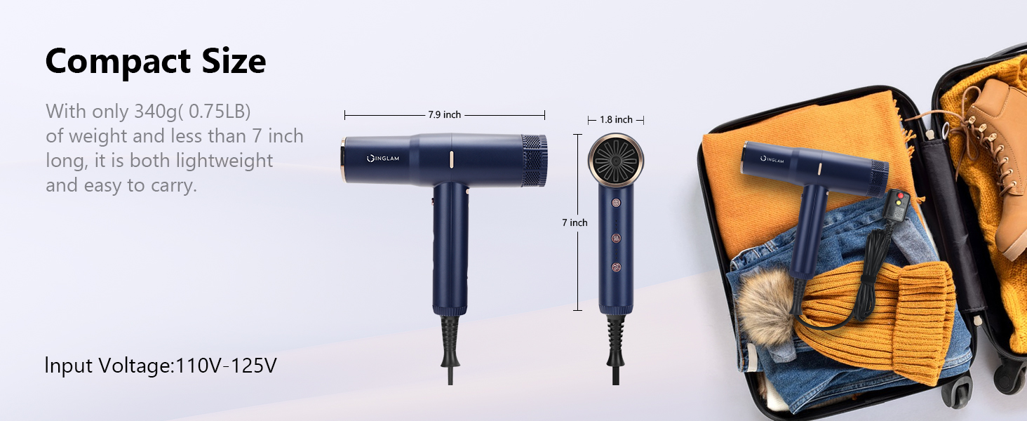 lightweight hair dryer for travel salon home. compact size