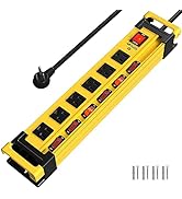 Power Strip Surge Protector 2700J with Individual Switches and Flat Plug, 6 Outlet Heavy Duty Met...
