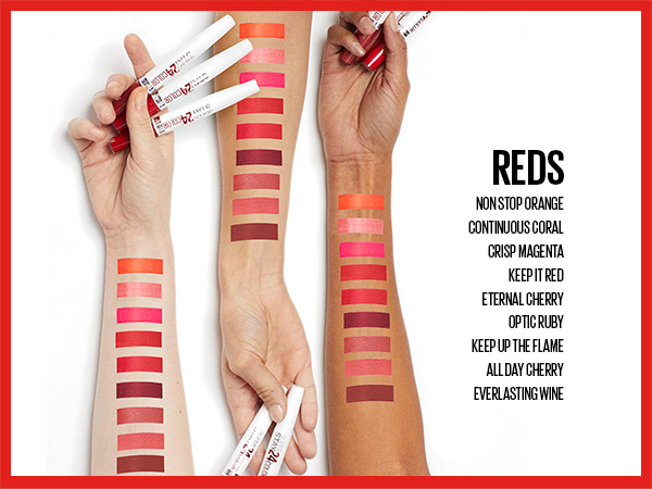 super stay 24 color shade guide - red