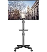 BONTEC Mobile TV Stand, Tilt Rolling TV Cart with Media Shelf and Locking Wheels, Fits 23-60” LED...