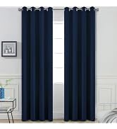 Yakamok 84 Inch Long Light Blocking Navy Blue Blackout Curtains, Room Darkening Thermal Insulated...