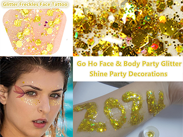 gold face glitter
