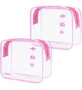 WANDF TSA Approved Toiletry Bag, 2 Packs Travel Clear Toiletry Bag, Quart Size Makeup Cosmetic Po...