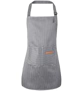 XLSXEXCL Stripes Kids Apron, Kids Cooking Aprons with 2 Pockets, Cute Kids Aprons for Cooking for...