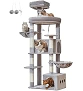 Taoqimiao Heavy Duty Cat Tree, 71-Inch Sturdy Cat Tower for Large Multiple Indoor Cats, Multi-Lev...
