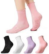 CoolMate 2/3/4 Pairs Pilates Socks with Grips for Women, Cute Yoga Socks, Crew Non Slip Women for...