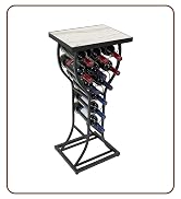 Sorbus Wine Rack Console for Home Bar - Mini Wine Stand with Faux White Marble Table Top - Durabl...