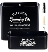 Monjita Magnetic Lint Bin for Laundry Room Set, Large & Small Lint Trash Can with brush, Farmhous...