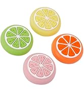 GORGECRAFT 4 Colors Silicone Joycon Thumb Grip Caps Cute Kawaii Soft Round Lemon Thumbstick Joyst...