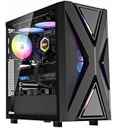 RUIX CV203 ATX Mid-Tower PC Case, Pre-Installed 4 x 120mm ARGB Fans, RGB Color Lighting, Tempered...