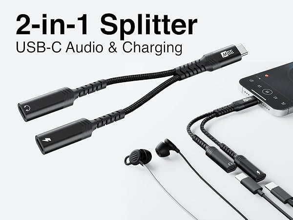 MEE audio 2-in-1 USB-C Audio AND Charging Splitter