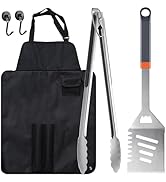 5PCS Grill Tools Set, BBQ Grilling Accessories with Spatula Tongs Apron Hooks, Portable Grill Ute...